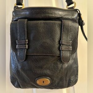 Fossil Black Leather Crossbody Bag
